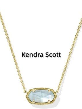 Elisa Gold Pendant Necklace in Light Blue Illusion